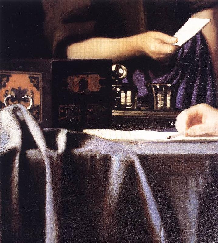 VERMEER VAN DELFT, Jan Lady with Her Maidservant Holding a Letter (detail) r Norge oil painting art
